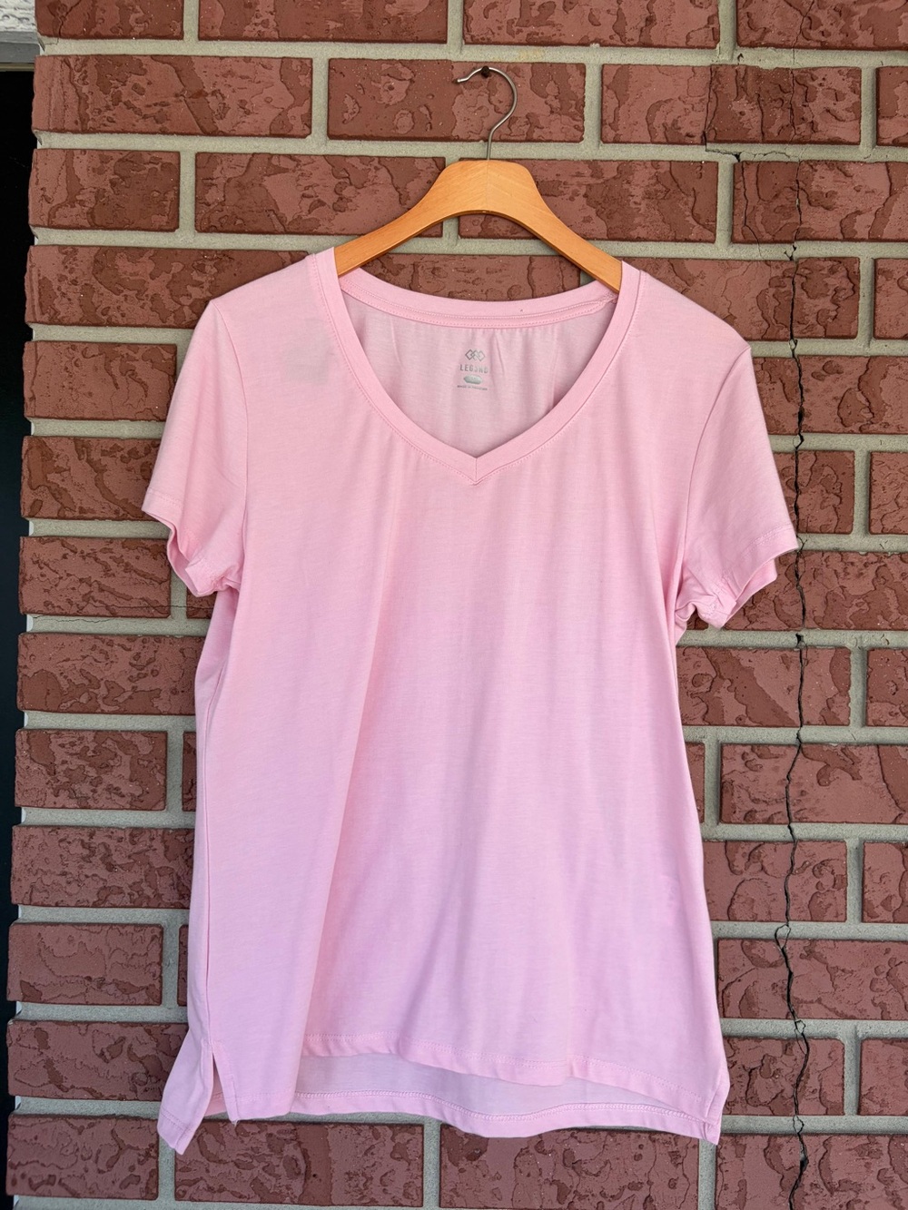 Relaxed V-Neck Short Sleeve Tee - Light Pink